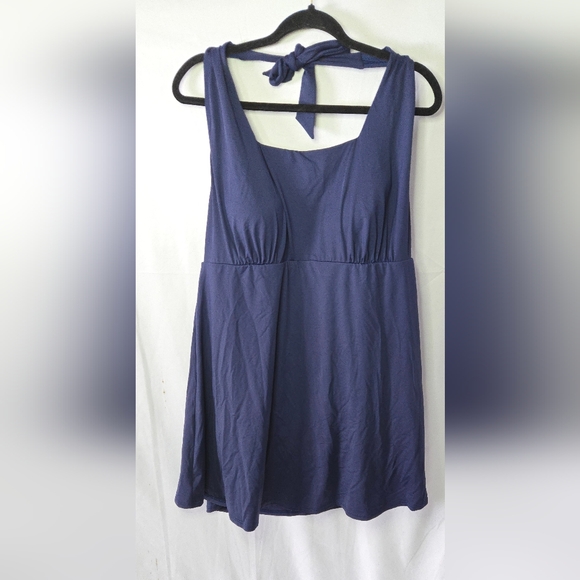 NWT Lands' End Women's 2X Navy Blue Skirted One Piece Swimsuit Beach Resort